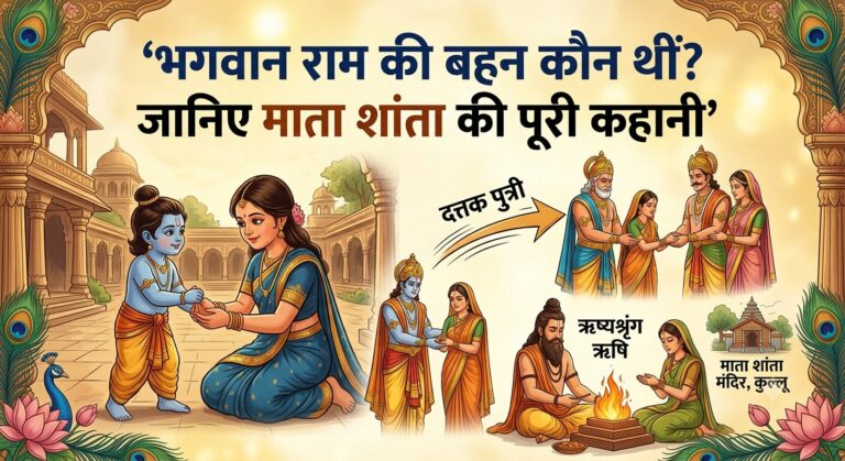 भगवान श्री राम और उनकी बड़ी बहन माता शांता की पौराणिक कथा, राजा दशरथ और ऋष्यश्रृंग ऋषि का सचित्र चित्रण।