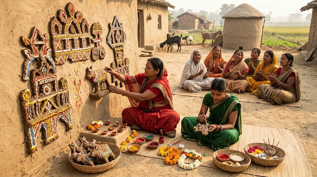 Pidiya Rudra Parv in Purvanchal and Bihar – traditional Pidiya Puja and religious rituals.